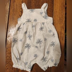 Carter's White and Blue Palm Print Romper